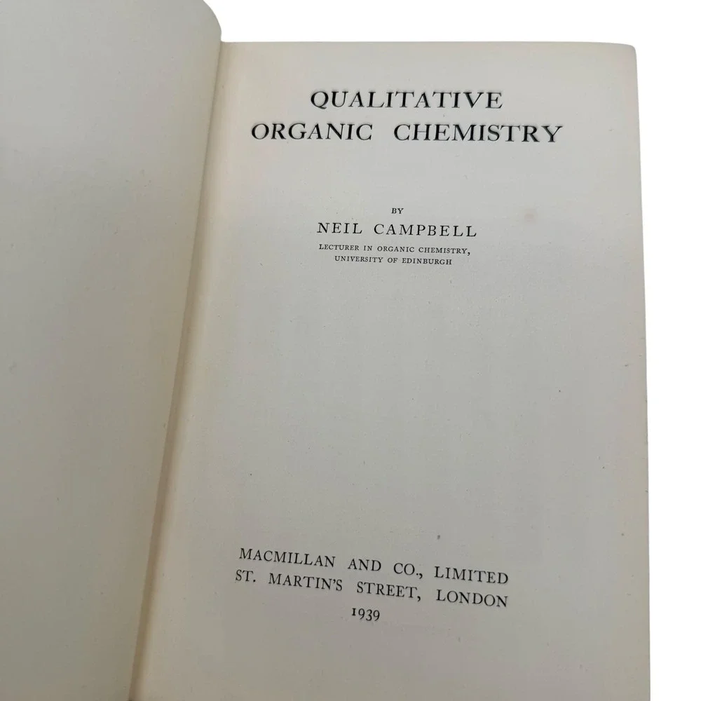 1939 Qualitative‎ Organic Chemistry Neil Campbell Macmillan Hardcover Green Book